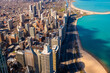 Chicago  aerial view on downtown cityscape,