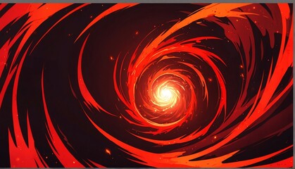 Wall Mural - abstract red spiral flame burning sparks effects anime cartoon style background from generative ai
