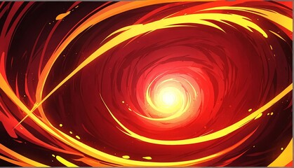 Wall Mural - abstract red to yellow gradient spiral flame burning s sparks effects anime cartoon style background