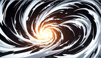 Wall Mural - abstract white spiral flame burning sparks effects anime cartoon style background from Generative AI