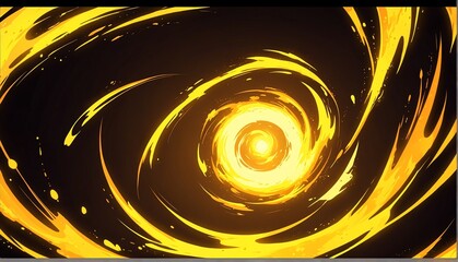 Wall Mural - abstract yellow spiral flame burning sparks effects anime cartoon style background from generative a