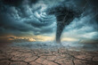 Generative ai on theme of scary ominous huge hurricane tornado, apocalyptic dramatic background