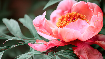 Wall Mural - wild peony close up
