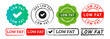 low fat rectangle and circle stamp label sticker sign for diet healthy nutrition product