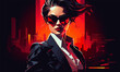 © Coosh448 - cyberpunk style woman in business suit vector isolated vector style illustration