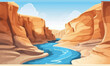 A canyon with a river vector simple 3d smooth cut isolated illustration