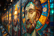 stained glass artworks Depict figures from various religious traditions