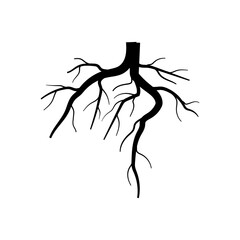 Poster - underground tree root cartoon. network structure, foundation soil, water oxygen underground tree root sign. isolated symbol vector illustration