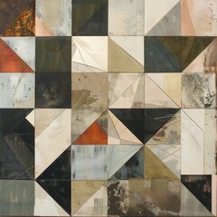 Wall Mural - A collage of squares and triangles in various colors