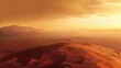 © RocknRoller Studios - Atmospheric Panorama on the Surface of Mars. Martian Landscape Photo with Hazy Orange Sky.