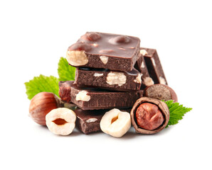 Sticker - Chocolate with nuts on white backgrounds