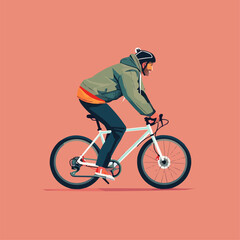 Wall Mural - РЎyclist. Man on a bicycle in a helmet. Side view. Character in action.