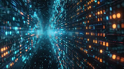 Binary code on a digital screen