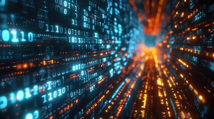 Binary code on a digital screen
