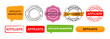 affiliate rectangle circle stamp an speech bubble label sticker sign for partnership business