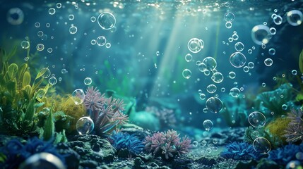 A serene underwater scene with floating bubbles and delicate marine life  AI generated illustration