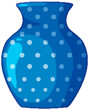 Bright blue vase with white polka dots design