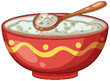 Vector illustration of a bowl with porridge and spoon