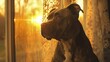 Through gauzy lace curtains filtering the days waning rays, the shadowy impression of a pit bulls glossy coat undulates with agitation, formidable jaw dropping in muffled whimpers of blissful recognit