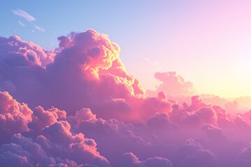 Poster - Serene sky with fluffy cumulus clouds