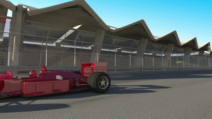 Aufkleber - Red High Speed Racing Car Slowly Finishing Race. Sports And Car Racing Related 3D Animation.