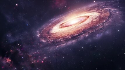 Wall Mural - A view from space to a spiral galaxy and stars. Universe filled with stars, nebula and galaxy. Colorful space background with stars. Beauty of deep space.