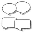 illustration of a collection of comic style speech bubbles drawn in pencil