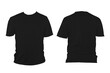 Black t-shirt with round neck, collarless and sleeves. The t-shirt was unbuttoned and had no design or message on it.
