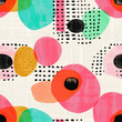 midcentury modern style vibrant retro pattern with polka dots and circles