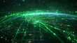 Air traffic radar visualization with neon green scanning lines over a stylized dark earth projection