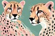 Cheetah animal abstract wallpaper in pastel colors  