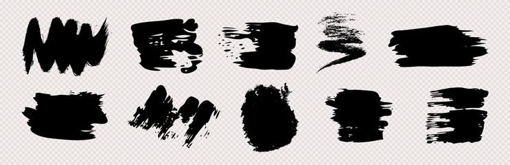 Wall Mural - Set of black grunge brush strokes