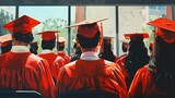 Fototapeta  -  illustration of Graduates wear red graduation gowns