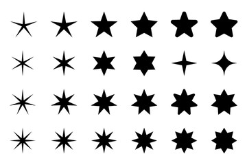 Wall Mural - star icons. sparkles, shining burst. star symbols star isolated on white background. stars of differ