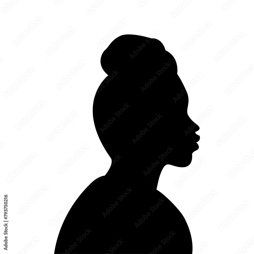 Vector illustration of black woman silhouette on transparent background ...