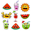 Fun cartoon characters for summer. Cartoon characters are used in summer designs.