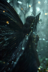 Poster - Ethereal Enchantment:A Gothic Fairy's Mystical Forest Realm in Captivating Photographic Style