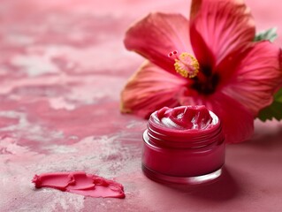 hibiscus facial mask. Karkade DIY beauty treatment and spa recipe. Top view