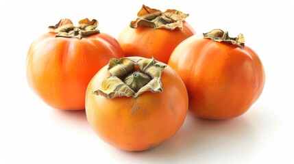 Wall Mural - Persimmon fruit on a white background