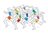 Fototapeta Dziecięca - 
Running race, marathon, line art stylized. 
Stylized illustration of group of running racers. Continuous line drawing design. Isolated on white background. Vector available.