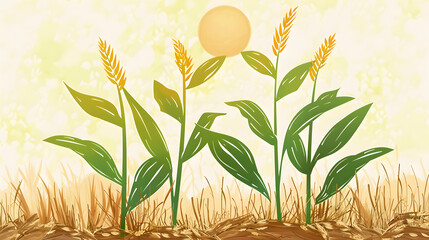 Wall Mural - wheat growth, seeing power through growth