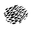 silhouette of school of fish on isolated background