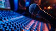 microphone on sound recording studio background