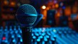 microphone on sound recording studio background