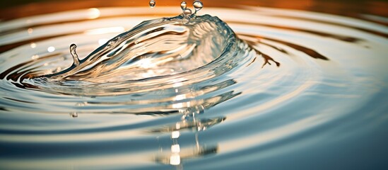 Water drop displaying tiny wave