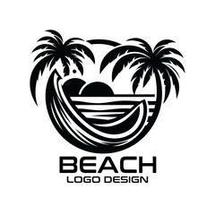 Wall Mural - Beach Vector Logo Design