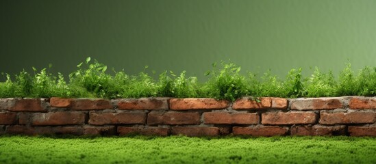 Canvas Print - Brick wall with grass