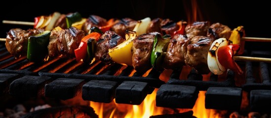 Canvas Print - Grilled meat and vegetables up close