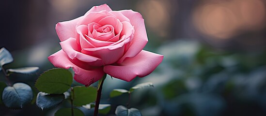 Wall Mural - A blooming pink rose in garden