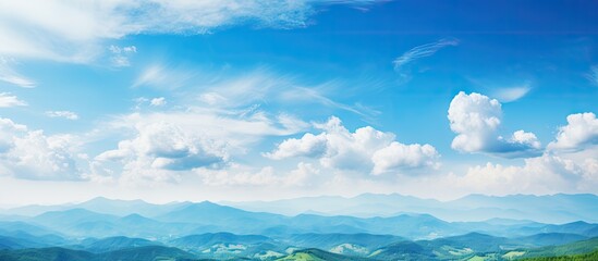 Sticker - Mountains and clouds under blue sky